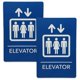 thumbnail image 1 of Señalización ADA para ascensor Johnson Plastics Plus, paquete de 2, azul/blanco, 1 of 6