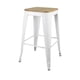 thumbnail image 3 of Pack 4 Taburetes Pisos Metal Tolix asiento madera Comedor Bar LF5-03W 66cm - Blanco, 3 of 5