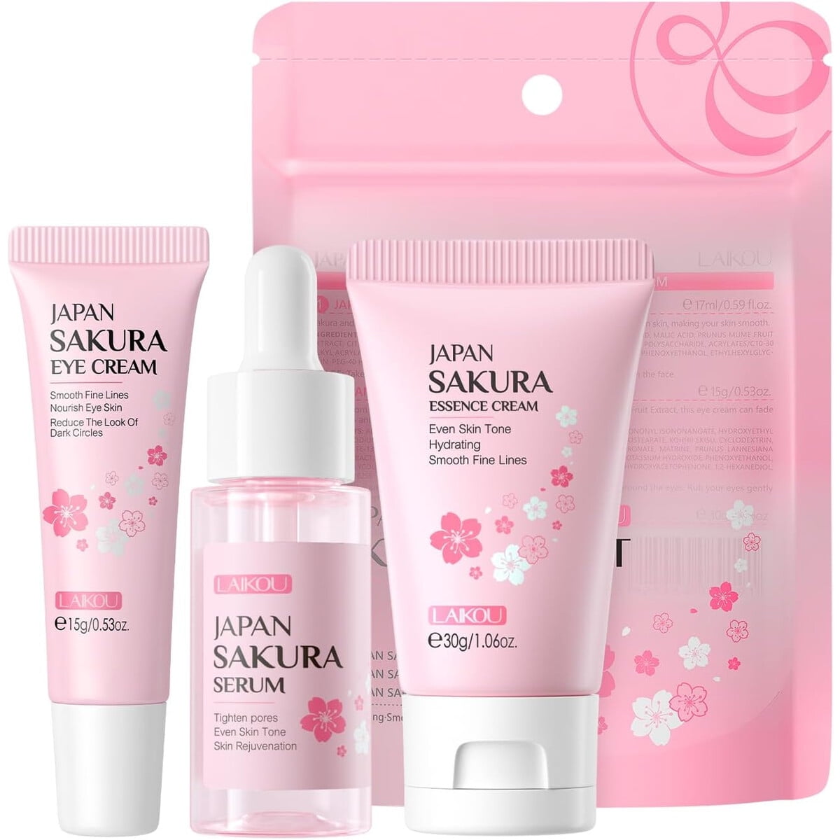 Set Cuidado Facial Laikou Japan Sakura Serum Crema Ojos