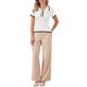 thumbnail image 2 of Camiseta de Trabajo Casual para Mujer con Manga Corta, Cuello Polo en V y Tejido de Punto Acanalado S Blanco, 2 of 6