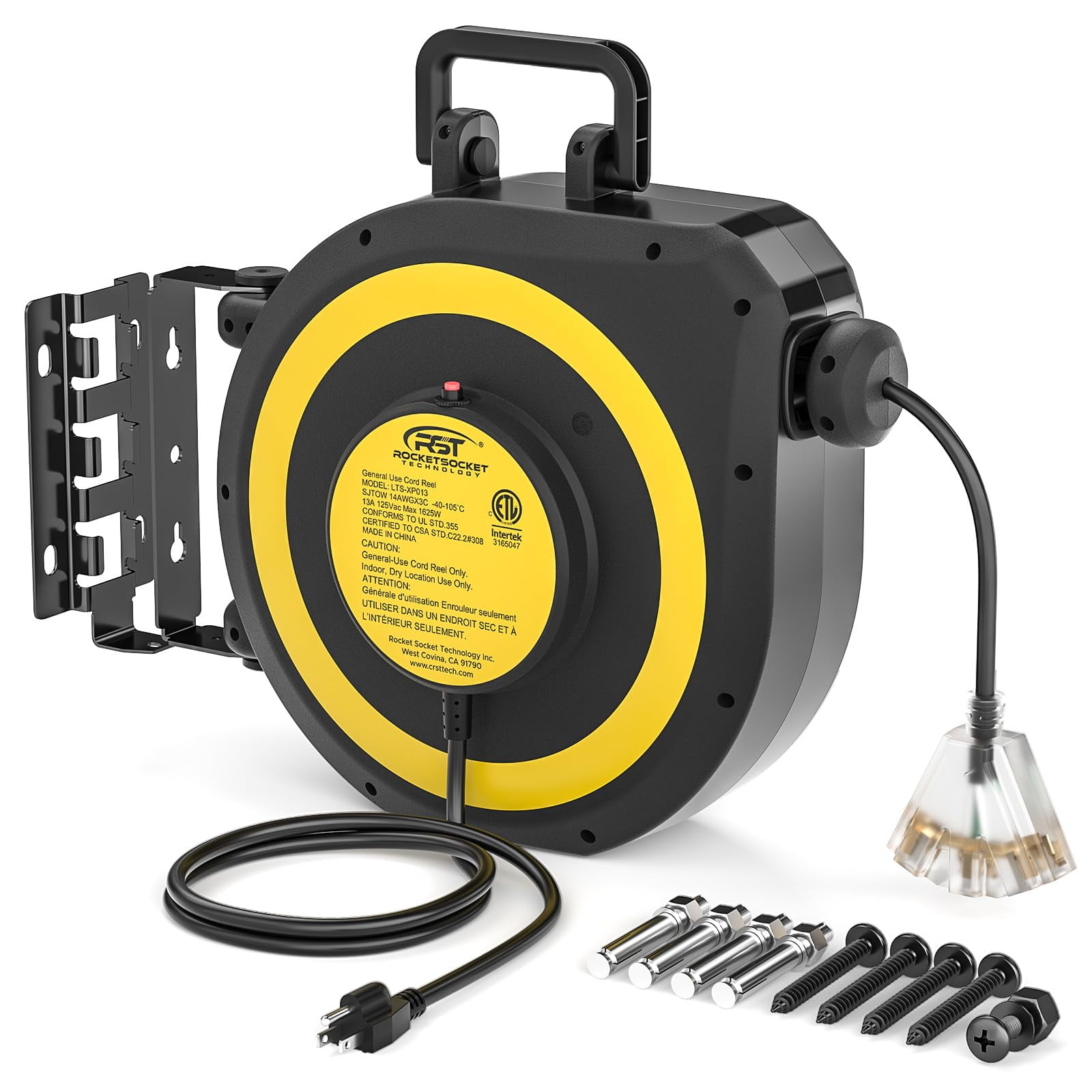 Carrete De Cable De Extensión Retráctil Crst De 50 Pies Con Mango 1625 W
