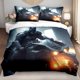 thumbnail image 1 of 3pcs Bedding set Dark Knight On Motorcycle Graphic Print Duvet Cover Set | 3pcs Themed Bedroom Decor Valentine'S Day Gift, 1 of 1