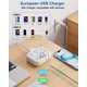 thumbnail image 5 of Adaptador de enchufe de viaje ideal para EE. UU. a Europa con 3 enchufes y 4 USB, 5 of 7