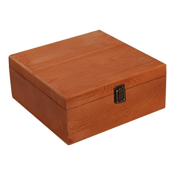 Caja organizadora de madera con cierre frontal rústico, caja sin terminar, caja portátil para guardar recuerdos, caja para el día de San Valentín, dec marrón 23x23x10cm