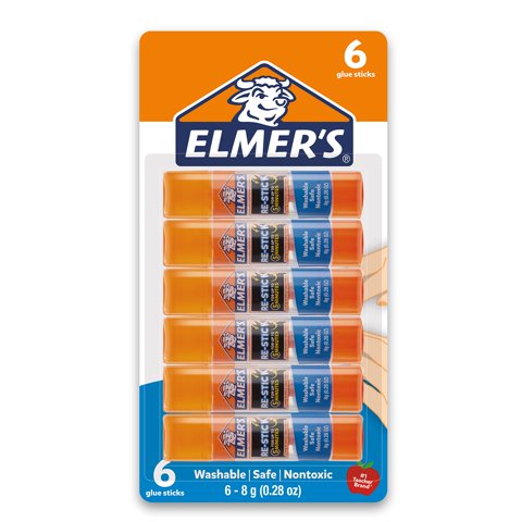Barras De Pegamento Reposicionables Elmer'S 8G Lavables Paquete De 6