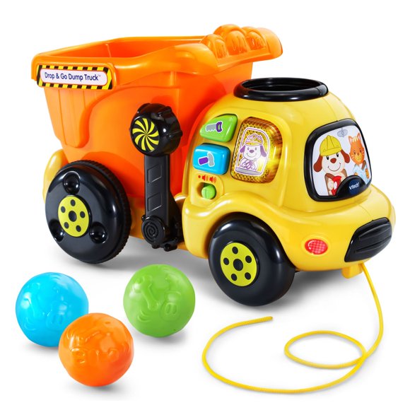 Camión volquete VTech Drop and Go naranja para niños pequeños de 6 a 3 años