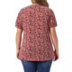 thumbnail image 3 of Agnes Orinda Blusas de Verano Casuales de Manga Corta con Cuello en V Entallado y Estampado Floral para Mujer Talla Grande 4X Rojo Vino, 3 of 6