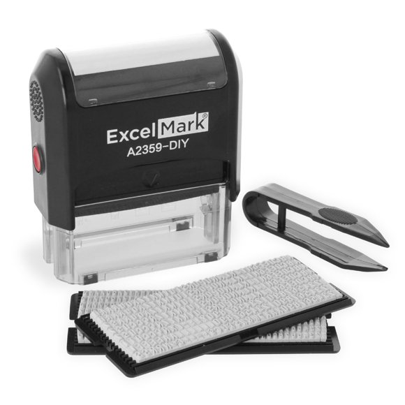Kit de sello de goma ExcelMark A2359-DIY autoinker negro