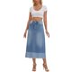 thumbnail image 2 of INSPIRE CHIC Falda Maxi de Mezclilla para Mujer de Cintura Alta Primavera 2025 Línea A Panel Dobladillo Falda Larga de Jean Azul Claro, 2 of 6