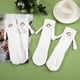 thumbnail image 3 of 2 pares de calcetines con forma de mano para niños, divertidos calcetines magnéticos de tubo medio con cara sonriente blanca, calcetines a juego, pantuflas divertidas, regalo de cumpleaños de amistad, 3 of 6