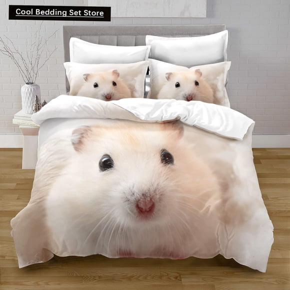 x2028 Bed SheetsHamster Duvet Cover Size Family Pet Guinea Pig Bedding Set for Kids Boys Girls Lovely Mini Animal /Quilt Cover 3-Piece Bedding Set (1 Duvet Cover + 2 Pillow Shams) nj2028