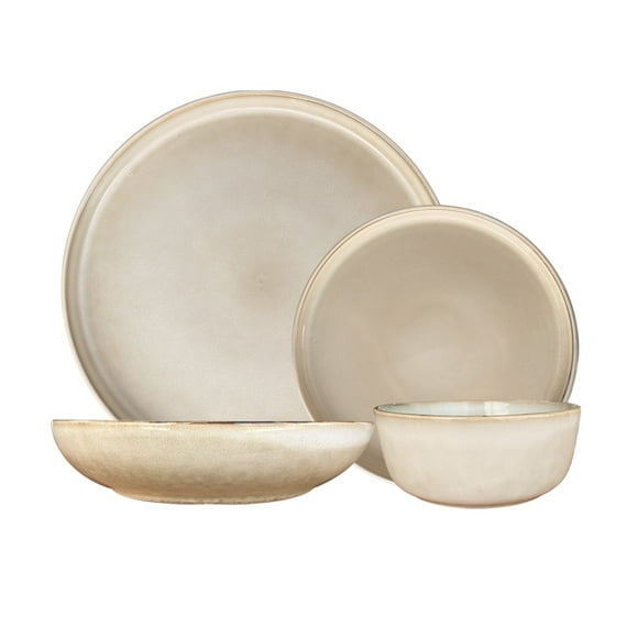 Set Vajilla 24 Piezas Cerámica Beige Linea Oslo - ( Tipo Gres )