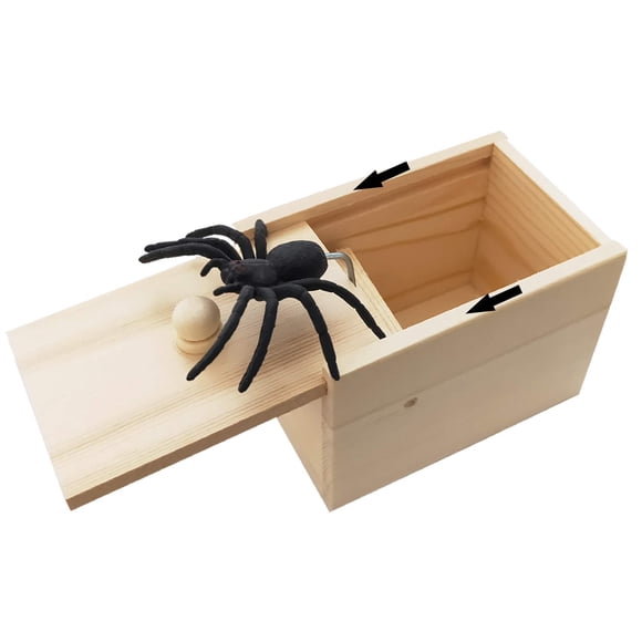 Prank Box Rtudan Original Spider Scare, juguete de madera para niños y adultos