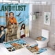 thumbnail image 1 of La Tierra De Los Perdidos theme 4 piece Shower Curtain Set With Rugs Waterproof Bathroom Decor Set Includes Bath Mat U shaped Rug Toilet Lid Cover And Curtain With Hooks, 1 of 6