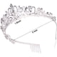 thumbnail image 2 of Tiara de cristal plateado, corona, diadema de princesa, elegante corona con peines para mujeres, niñas, novias, bodas, graduaciones, fiestas de cumpleaños., 2 of 7