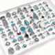 thumbnail image 1 of 50pcs/lot Boho Blue Stone Turquoise Rings for Men - Ethnic Finger Ring Set for Party Gifts and Jewelry Enthusiasts, 1 of 5