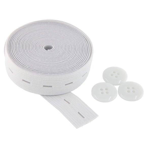Cinta elástica HELIDA 19 mm x 2,7 m blanca con botones