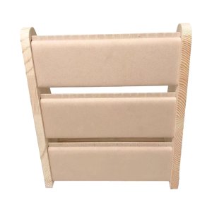 Ioensy - Soporte De Exhibición Para Collares, Estante De Exhibición De Joyería De Mesa De Tres Capas De Madera Maciza, Color Beige