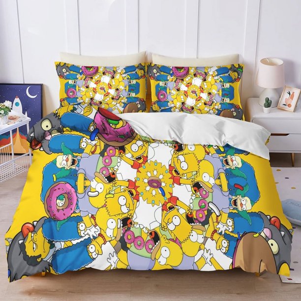 The Simpsons Anime Bedding Set Duvet Cover 100% Polyester Suitable For Children And Adults 3-Piece Set 1 Quilt Cover