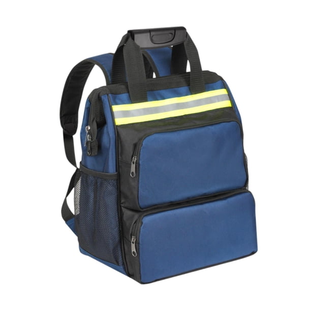 Bolsa De Herramientas De Trabajo Con Bandas Reflectantes De Advertencia De Tela Oxford Mochila De Herramientas Azul Altura 40 Cm