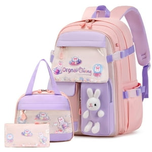 Mochila Fixitok, Diseño De Conejito Kawaii Para Niñas, Con Lonchera Y Estuche Para Lápices