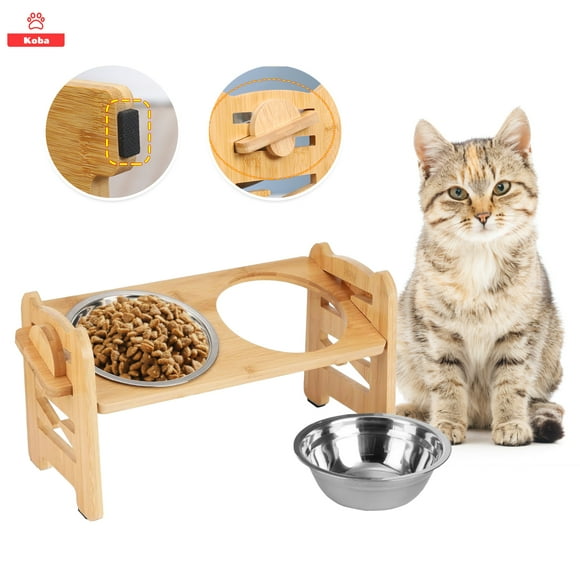 2 En 1 Comedero Bebedero Ajustable Para Mascotas Perro Gato