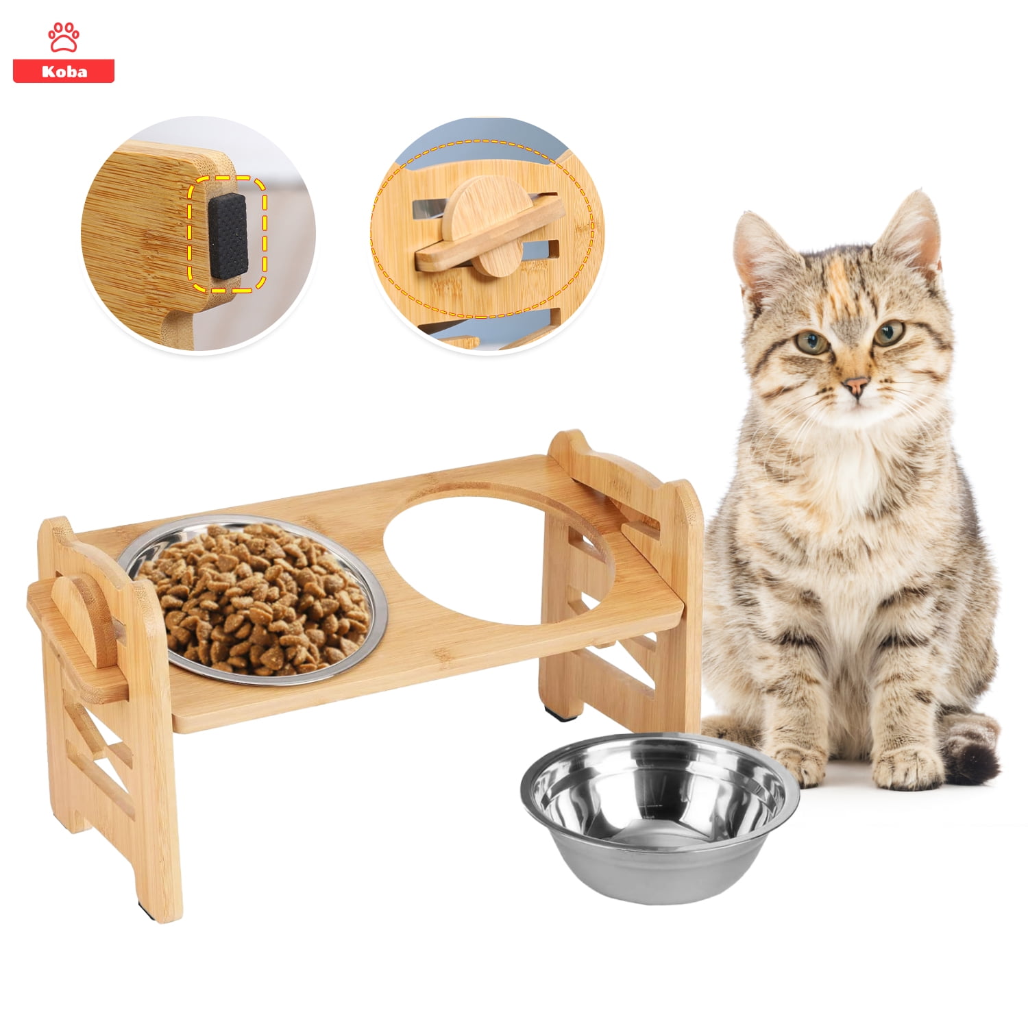 2 En 1 Comedero Bebedero Ajustable Para Mascotas Perro Gato