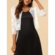 thumbnail image 5 of INSPIRE CHIC Cárdigan de Mujer Abierto al Frente 3/4 Mangas de Encaje Floral Transparente Top Corto M Blanco, 5 of 7
