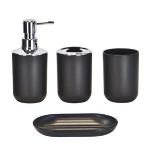 Magideal - Accesorios De Baño Juego De 4 Piezas, Regalo De Inauguración De La Casa, Decoración Del Baño, Taza Para Enjuague Bucal, Soporte Para Cepillo De Diente Negro