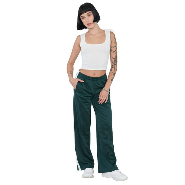 Pantalón Mujer Banda Lateral Verde Corona
