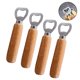 thumbnail image 2 of Abridor de botellas de cerveza de acero inoxidable con mango de madera de 4 piezas, abridor de tapas de botellas de bebidas de madera lisa para fiestas en casa, bares y camareros., 2 of 8