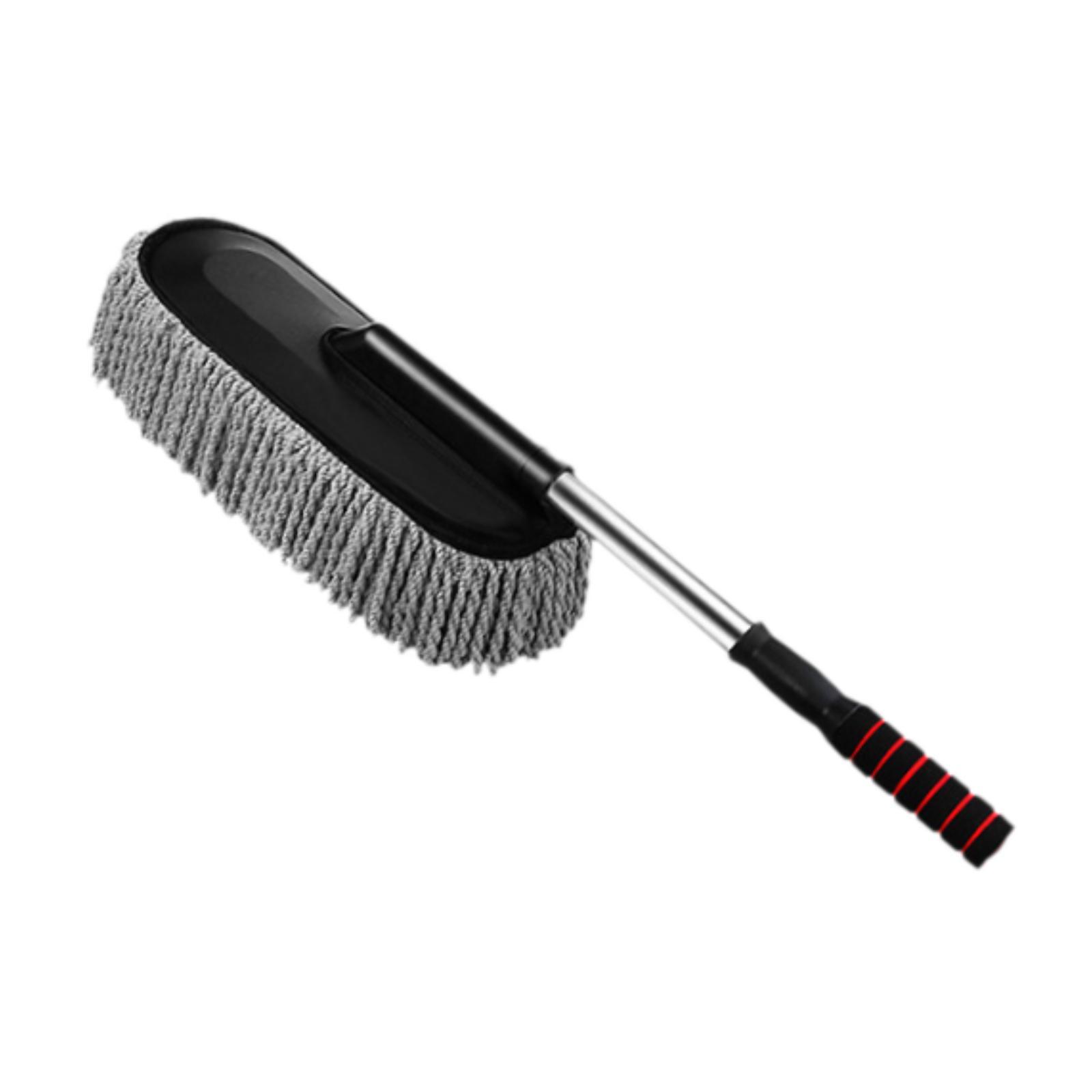 Magideal - Telescópico Carretería Mop De Lavado De Automóvil Cepillo De Tierra Polvo Cepillo Limpio Herramienta De Extracción De Polvo Para Camiones Estantes De Nanofibra Gris