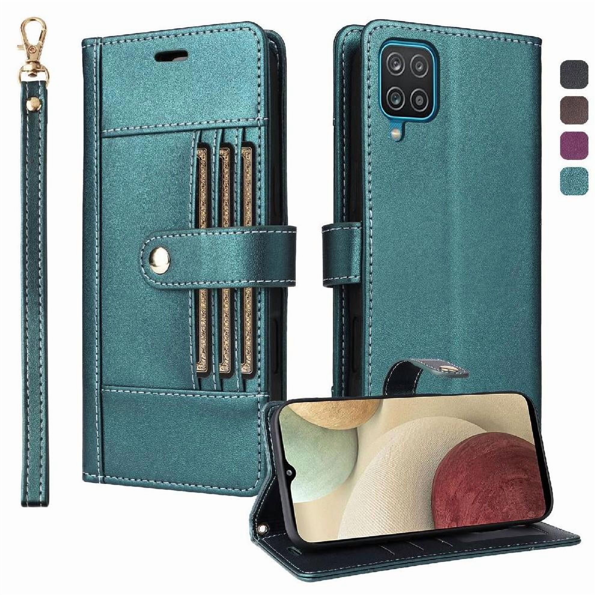 Foxdock Funda Tipo Cartera Para Samsung Galaxy A12/m12 – Cubierta De Cuero Pu Con Múltiples Ranuras, Bolsillo Para Efectivo Y Correa De Muñeca