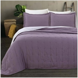Top Lucky - Cubrecama De Algodon 2 Plazas Liso Morado