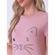 thumbnail image 5 of INSPIRE CHIC Vestido de Dormir para Mujer con Estampado de Gatos, Manga Corta, Bata de Noche de Rayón con Bolsillos, Largo hasta la Rodilla, Ropa de Casa M Rosa, 5 of 6