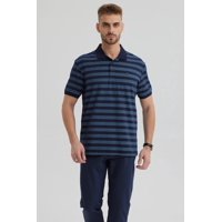 Fashionspark - Polera Hombre Cuello Camisero Azul Marino