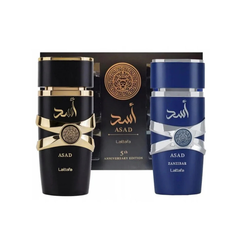 Perfume Lattafa Asad + Asad Zanzibar Edp 100 Ml Set - Exótico Y Sofisticado Con 2 Piezas