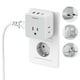 thumbnail image 1 of Adaptador de enchufe de viaje TESSAN para todo el Reino Unido europeo con 3 enchufes y 3 USB, 1 of 6