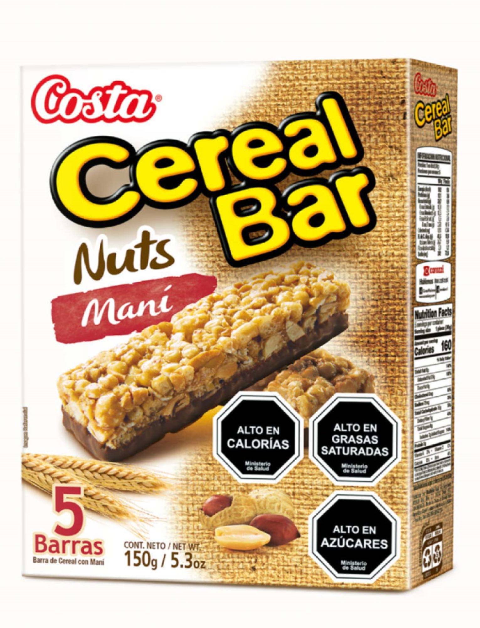 Barra De Cerealbar Nuts Maní 150 g Costa