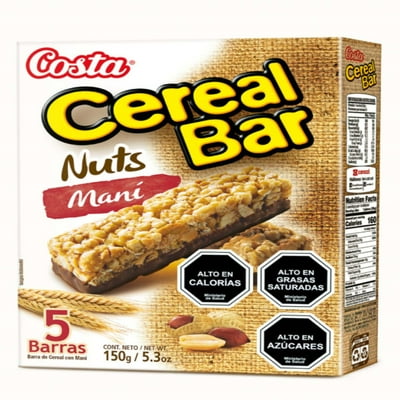 Barra De Cerealbar Nuts Maní 150 G Costa