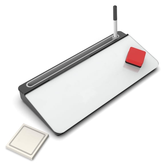 Set de bloc de notas de escritorio Audio-Visual Direct White Glass con accesorios