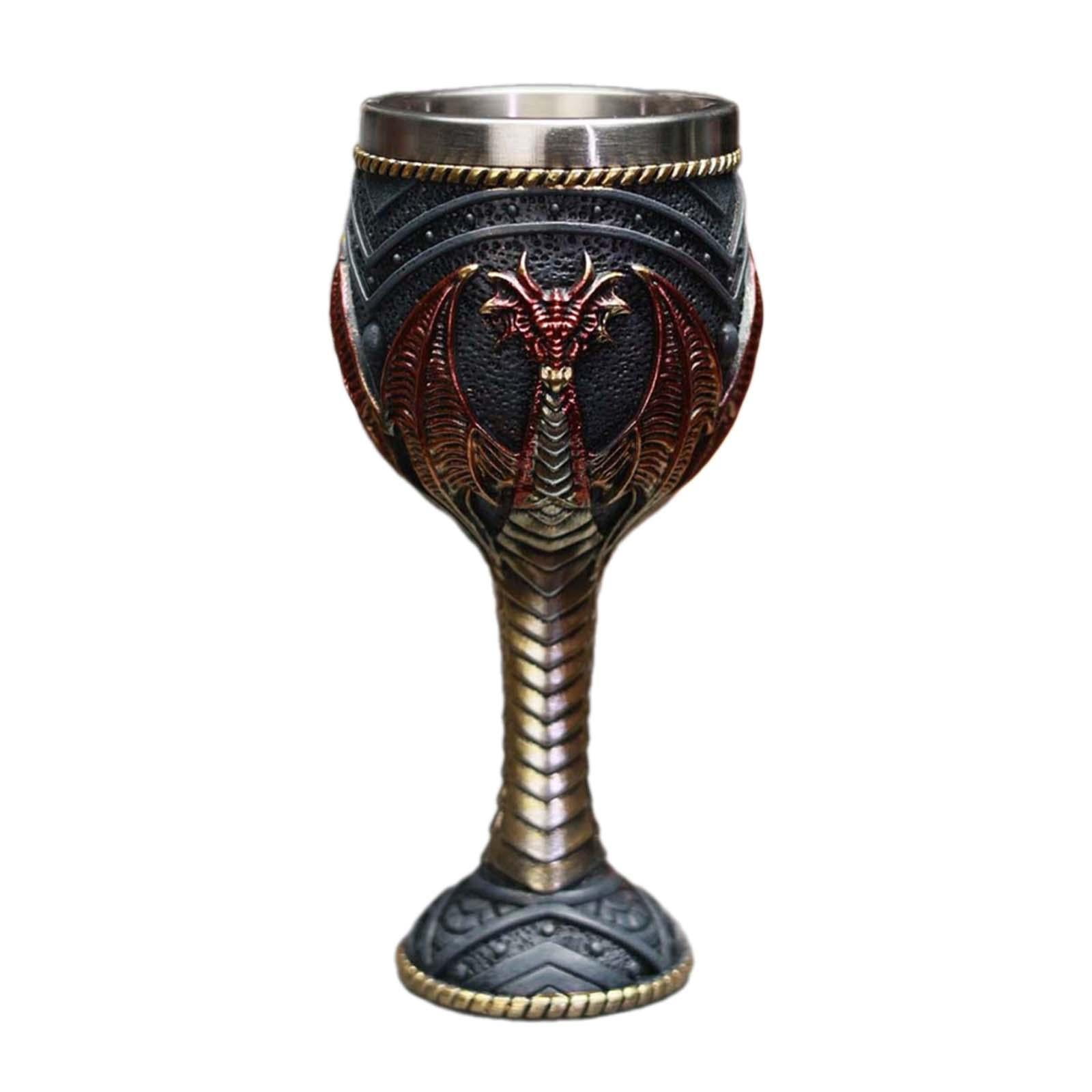 Bothyi - Copa Medieval Vintage Hecha A Mano, Regalo De Boda, Vaso Para Beber Con Diseño De Dragón, Color Rojo