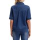 thumbnail image 3 of INSPIRE CHIC Chaqueta de Mezclilla de Manga Corta para Mujer Camisa Cuadrada con Botones Chaquetas de Jean Casual S Azul Oscuro, 3 of 6