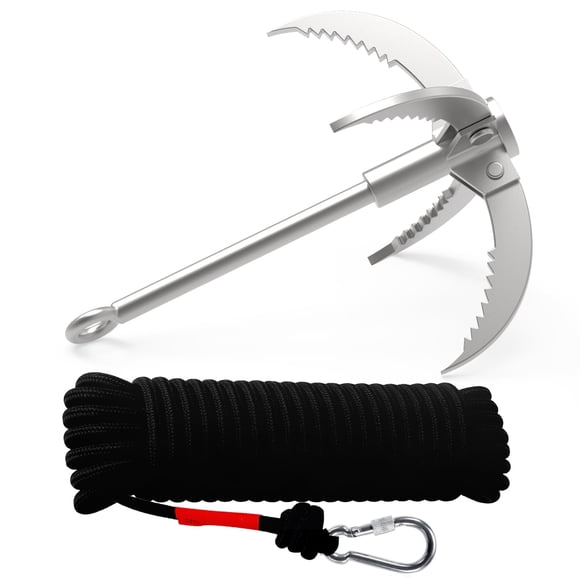 Gancho de agarre Ant Mag de acero inoxidable de 24 cm con cuerda de 20 m