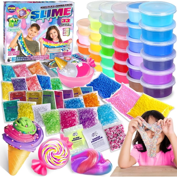 33 Cups Jumbo Slime Kit for Kids, FunKidz Premade Ultimate Set
