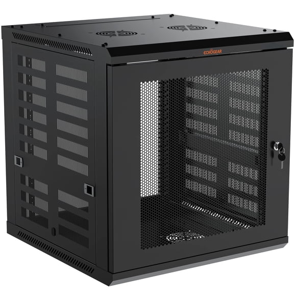Soporte de pared cerrado Network Rack ECHOGEAR 12U con 2 estantes