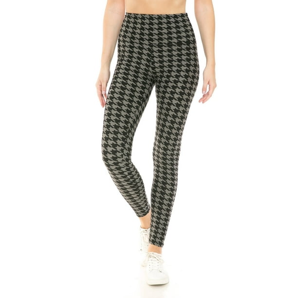 Saronite Leggings de Yoga de Cintura Alta con Estampado de Pata de Gallo, de Largo Completo y Banda de 5 Pulgadas (para Mujer)