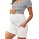 thumbnail image 4 of Pantalones Cortos de Maternidad de Mezclilla INSPIRE CHIC para Mujeres, Cintura Alta con Soporte Sobre la Barriga, Dobladillo Enrollado, Shorts de Jean con Bolsillos, Blanco Grande, 4 of 6