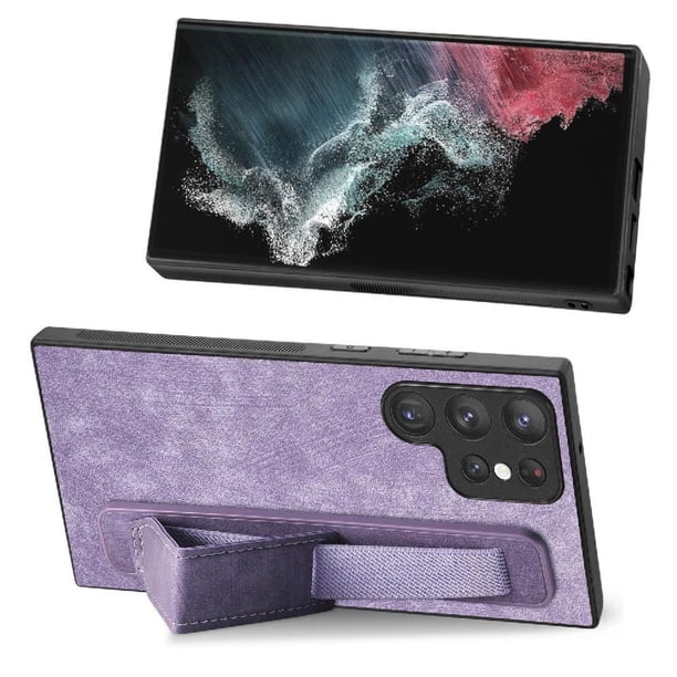 Funda Protectora con Correa para Samsung Galaxy S22 Ultra Resistente a Golpes Morado