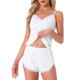 thumbnail image 1 of INSPIRE CHIC Conjuntos de Pijama para Mujer Conjunto de Ropa de Dormir Sin Mangas Tejido de Canalé con Encaje y Escote en V Camiseta con Pantalones Cortos Lencería Talla L Blanco, 1 of 6